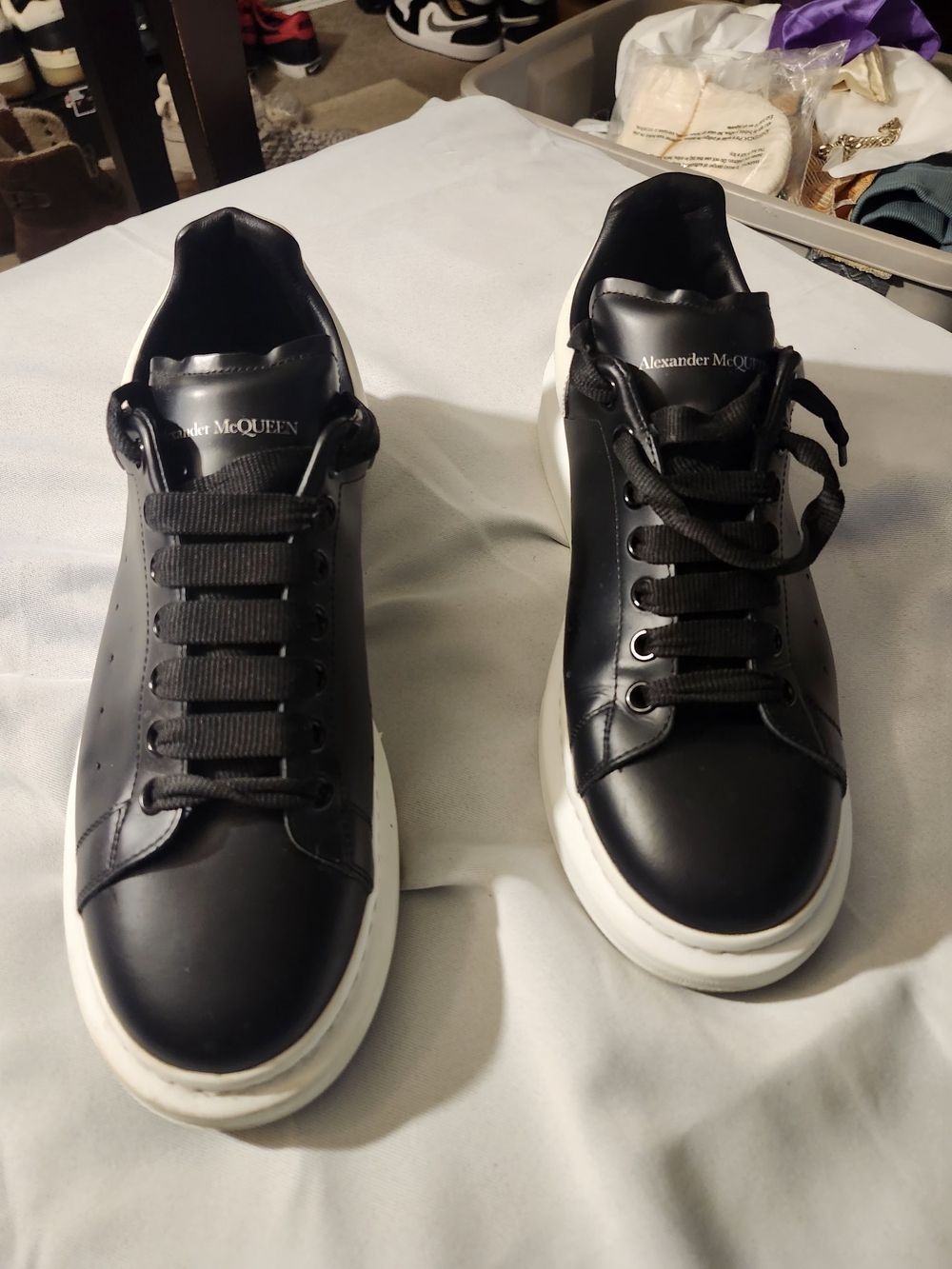 Alexander McQueen Men's Black Leather Platform Sneakers